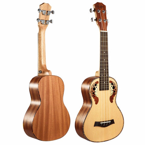 Ukulele Carved Pattern 23 Inch Spruce Tree Peach Flower Guitar