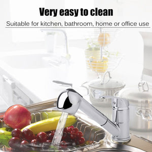 Pull Out Kitchen Faucets Chrome Finish Swivel Spout Basin Sink Faucets