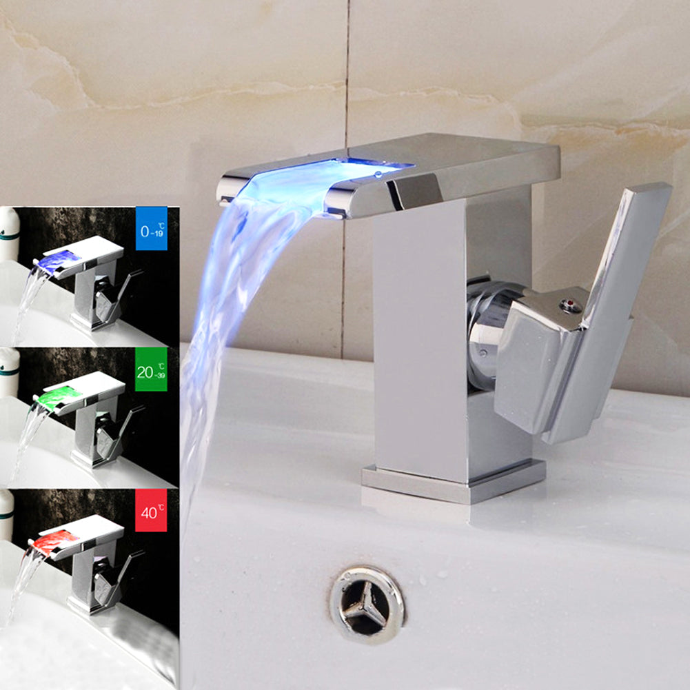 LED Cold and Hot Water Brass Chromed Bathroom Basin Faucets