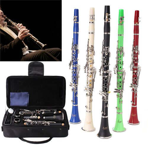 17 Key Nickel Plated Muticolor Clarinet with Reed Mouthpiece Case Cover Box