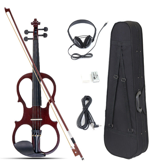 4/4 Electric Acoustic Violin Basswood Fiddle with Violin Case Cover