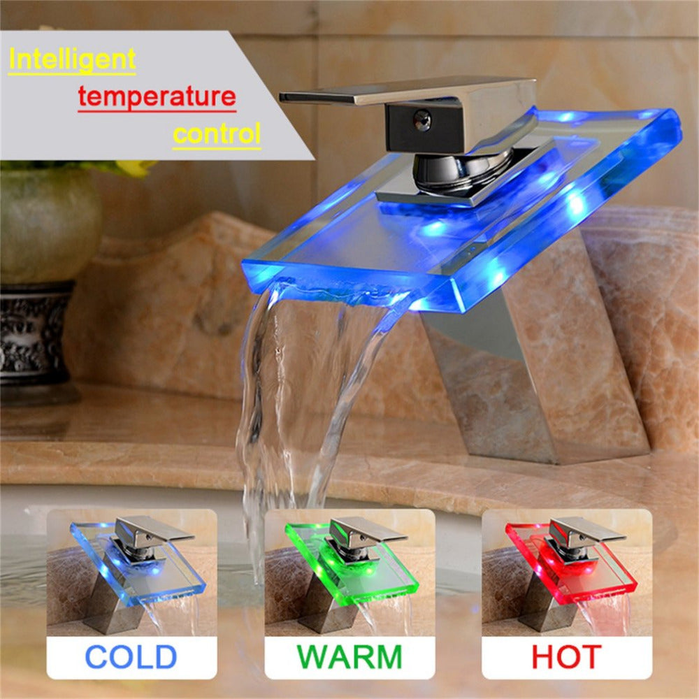 Temperature Detectable LED Basin Faucet Bathroom Light Basin Sink Faucet