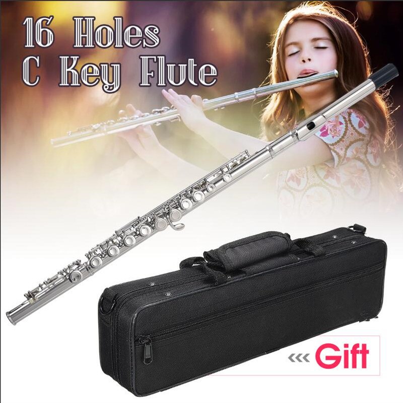 Silver Cupronickel Nickel Plated 16 Hole C Key Western Concert Flute