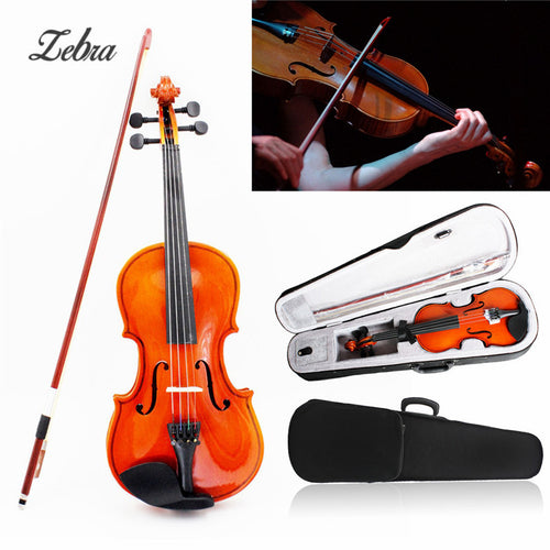 Full Size 4/4 Stringed Instrument Fiddle Natural Acoustic Violin